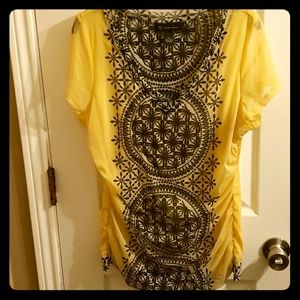 INC Sheer ruched side blouse